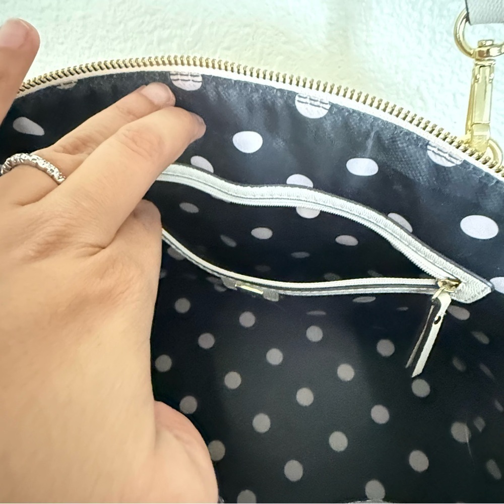 Anne Klein Shimmer Down Dome Satchel Off White Double Handle Minimalist Purse - Picture 4 of 8